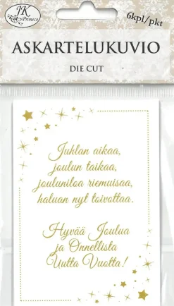 J.K. Primeco Askartelutarvikkeet>Askartelukuvio Jouluteksti Kultafolio 6Kpl/Pkt