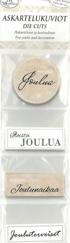J.K. Primeco Askartelutarvikkeet>Askartelukuvio Kapea Jouluteksti Natur Musta