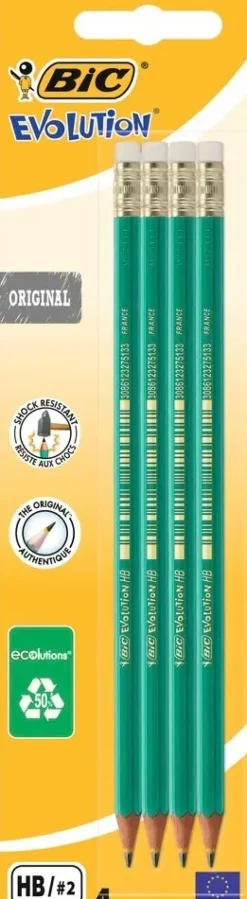 BiC Toimistotarvikkeet>Evolution Kumipainen Lyijykyna 4Kpl