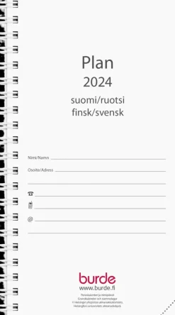 Burde Kalenterit>Kalenteri 2024 Plan Musta Keinonahka (Kaksikielinen)