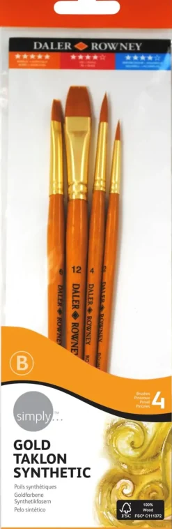 Daler-Rowney Askartelutarvikkeet>Daler Rowney Keinokuitusiveltimet 4Kpl