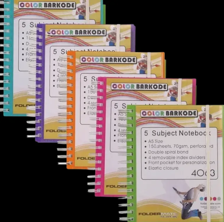 Foldermate Paperitarvikkeet>Color Barkode Kierremuistikirja Viivallinen A5 Varilajitelma