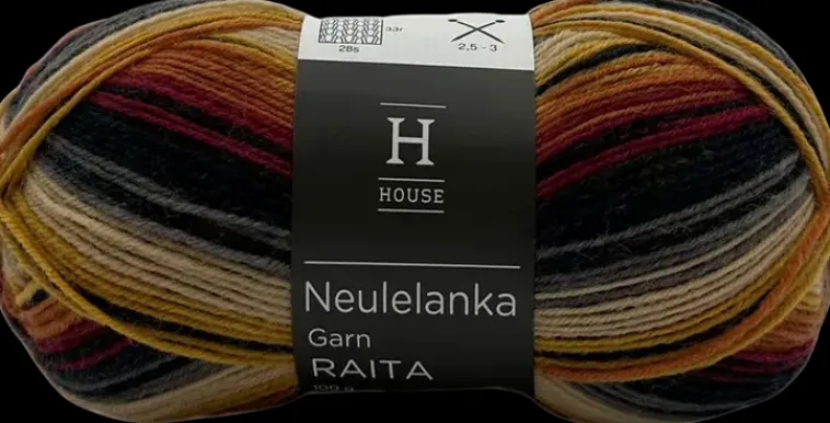 House Käsityötarvikkeet>Sukkalanka Raita-Kuvio 100 G