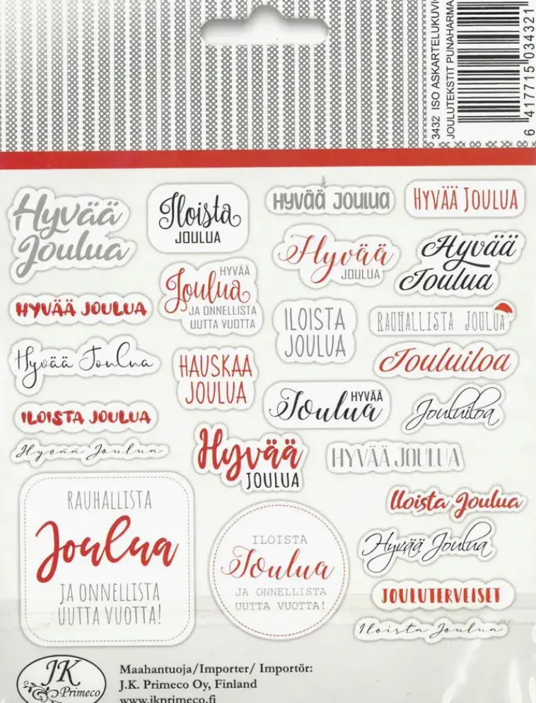 J.K. Primeco Askartelutarvikkeet<Askartelukuvio Iso Joulutekstit Punaharmaa