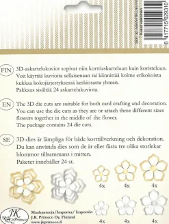 J.K. Primeco Askartelutarvikkeet<3D Askartelukuviot Kukka Valkoinen 24Kpl/Pkt