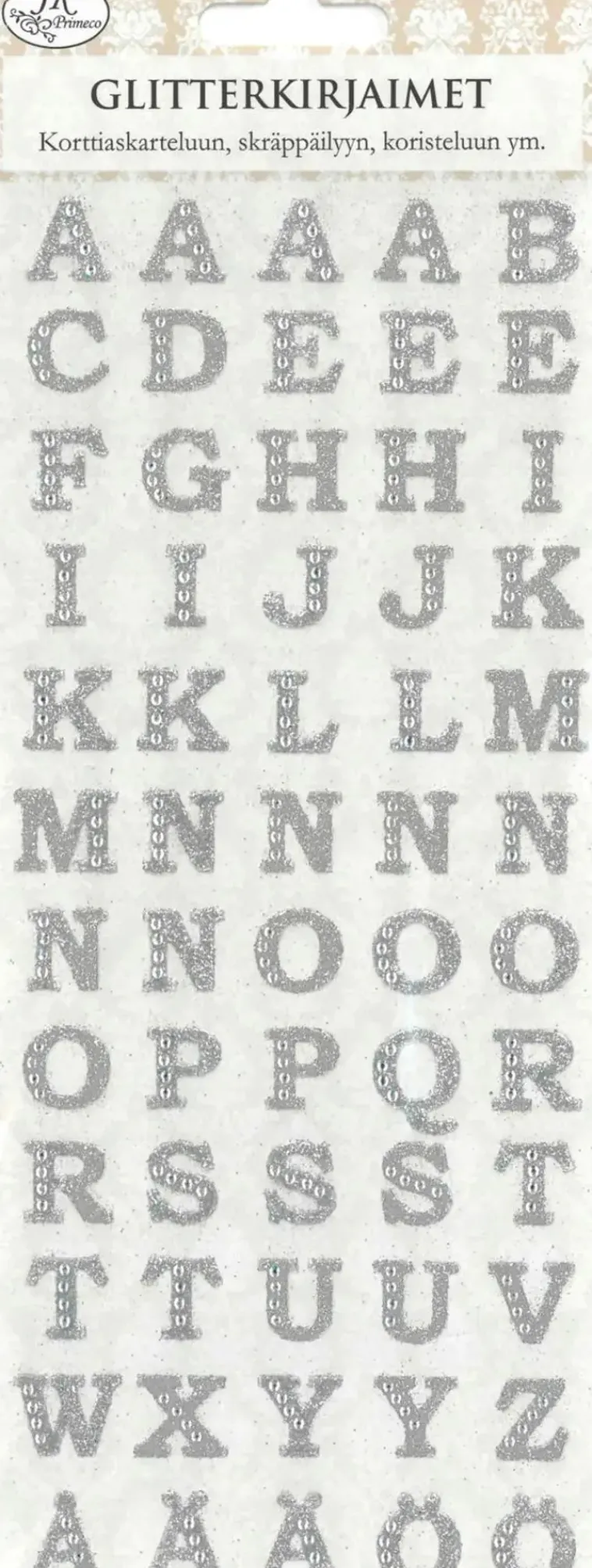 J.K. Primeco Askartelutarvikkeet<Glitterkirjaimet Hopea 1Ark/Pkt