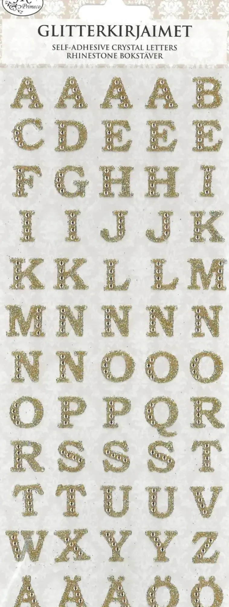 J.K. Primeco Askartelutarvikkeet>Glitterkirjaintarra Kulta