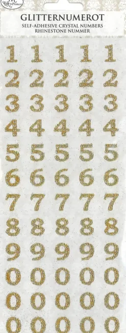 J.K. Primeco Askartelutarvikkeet<Glitternumerotarra Kulta