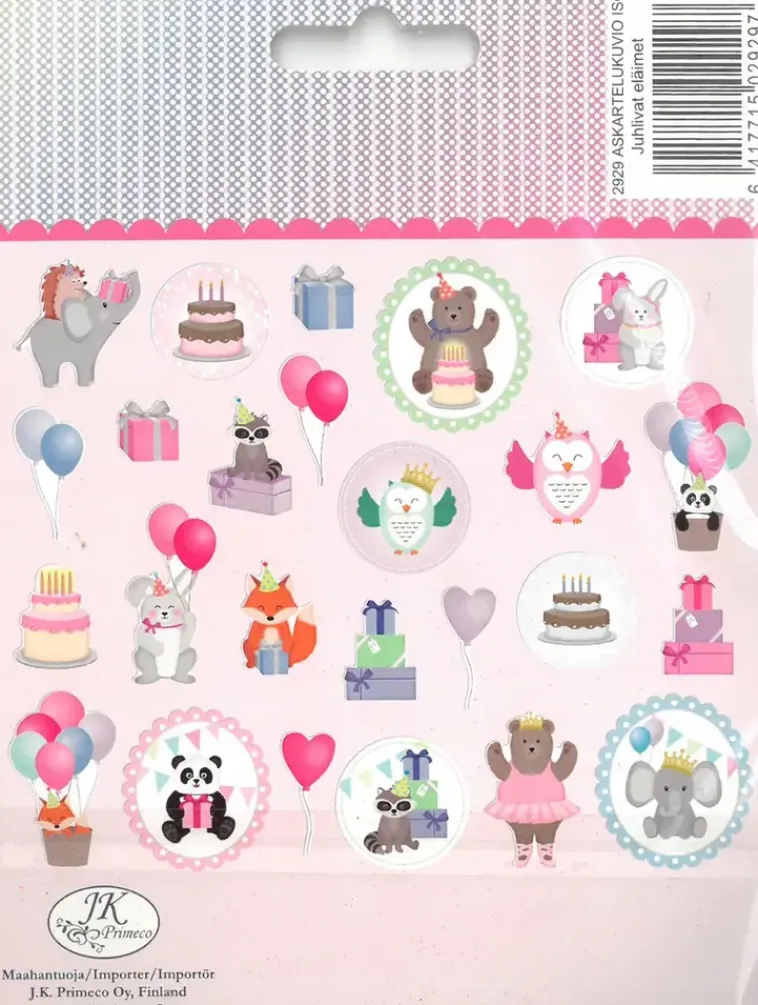 J.K. Primeco Askartelutarvikkeet<Isot Askartelukuviot Juhlivat Elaimet 25Kpl/Pkt