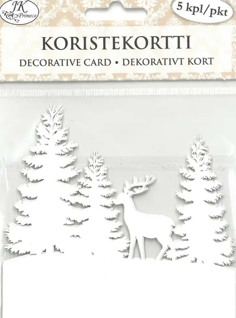 J.K. Primeco Askartelutarvikkeet<Koristekortti Poro Ja Kuuset 5 Kpl