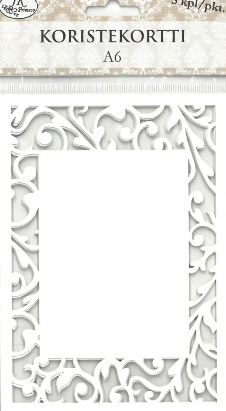 J.K. Primeco Askartelutarvikkeet<Koristekortti A6 Amanda Valkoinen 5Kpl/Pkt
