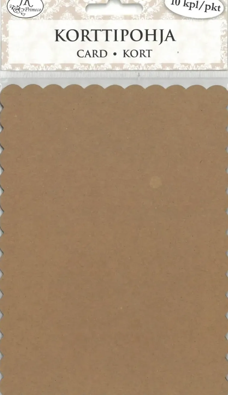 J.K. Primeco Askartelutarvikkeet<Korttipohja Aaltoreuna Uusioruskea 10 Kpl