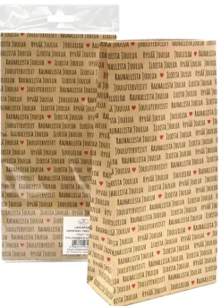 J.K. Primeco Askartelutarvikkeet<Lahjapussi Jouluteksti Ja Sydamet Natur 5 Kpl