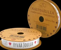 J.K. Primeco Askartelutarvikkeet<Nauharulla 1,5 Cm X 5 M Joulutoivotukset Mustavalkoinen