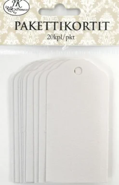 J.K. Primeco Askartelutarvikkeet>Pakettikortti Valkoinen 4X8Cm 20Kpl/Pkt