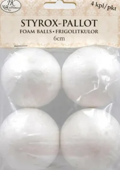 J.K. Primeco Askartelutarvikkeet<Styrox-Pallo 6Cm 4Kpl/Pkt