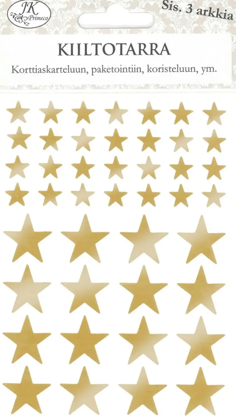 J.K. Primeco Askartelutarvikkeet<Kiiltotarra Tahti Pieni Kulta 3Ark/Pkt