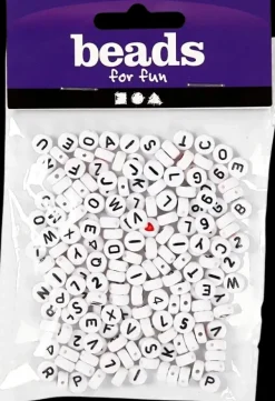 Ei merkkiä Askartelutarvikkeet<Kirjainhelmet, Valkoinen, Koko 7 Mm, Aukon Koko 1,2 Mm, 25 G/ 1 Pkk