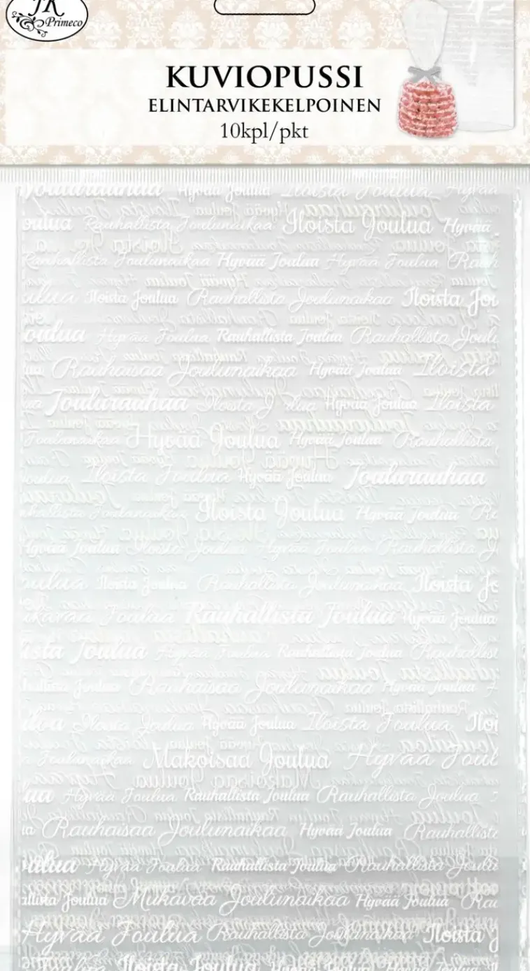 J.K. Primeco Askartelutarvikkeet>Kirkas Pussi Hyvaa Joulua Valkoinen 10Kpl/Pkt