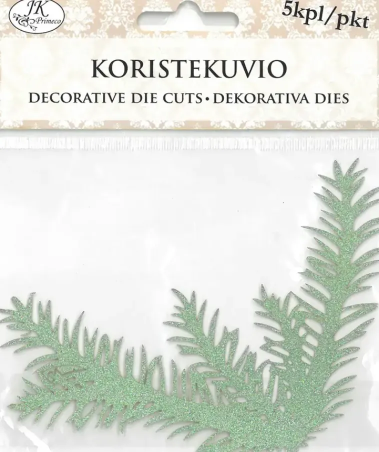 J.K. Primeco Askartelutarvikkeet>Koristekuvio Havukulma Vihrea Glitter 5Kpl/Pkt