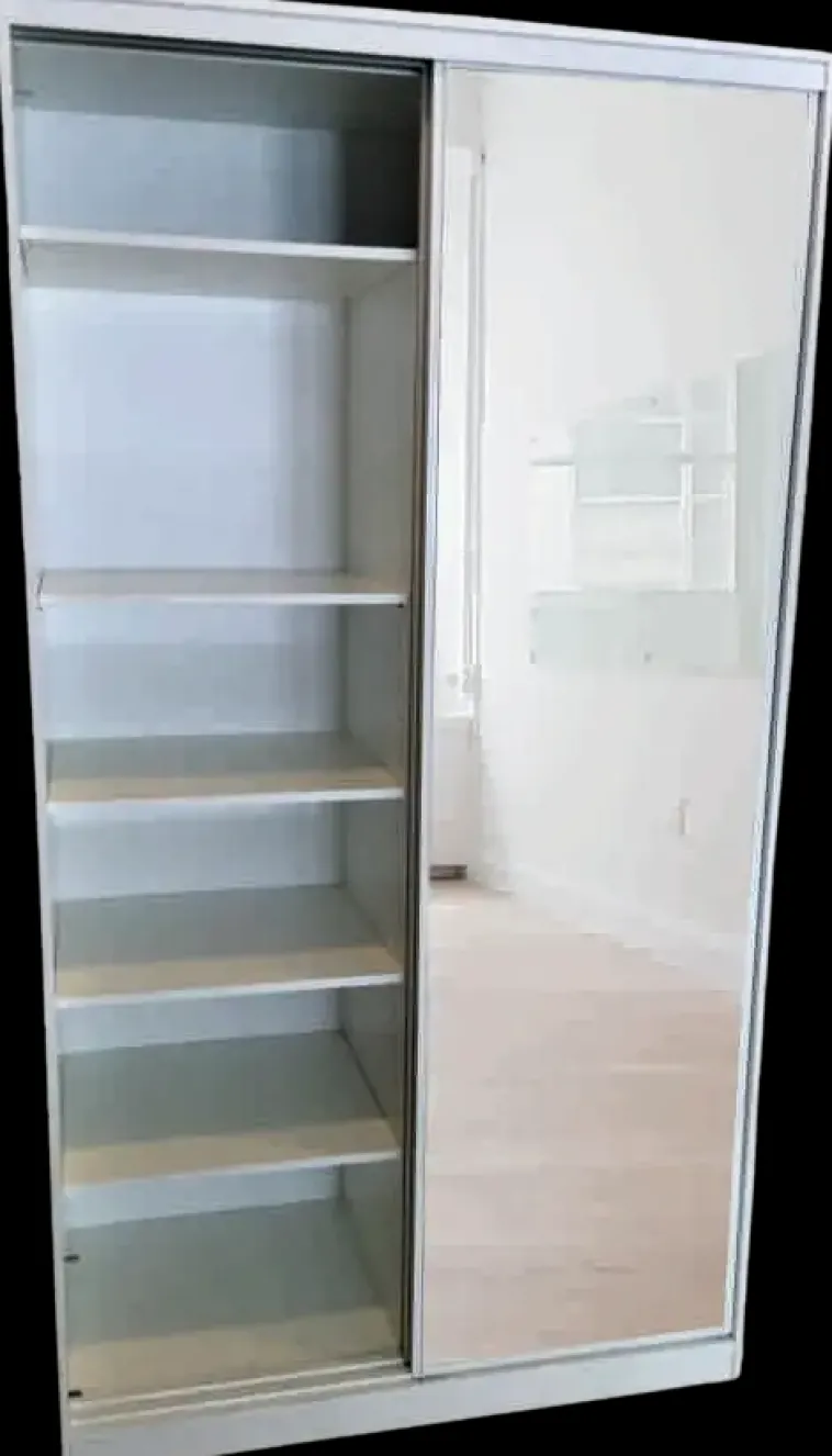 Finndeco Eteiskalusteet<Liukuovikomero 2 Liukupeiliovella, Vari Valkoinen, Mitat S600 X L1200 X K2218Mm