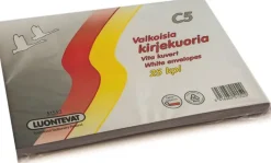Luontevat Paperitarvikkeet>Kirjekuoria C5 Valkoinen Tarrasuljenta 25Kpl