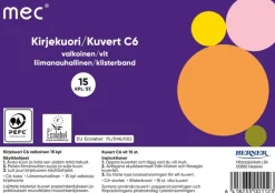 M.E.C Paperitarvikkeet>Mec Kirjekuori C6 Valkoinen 15Kpl