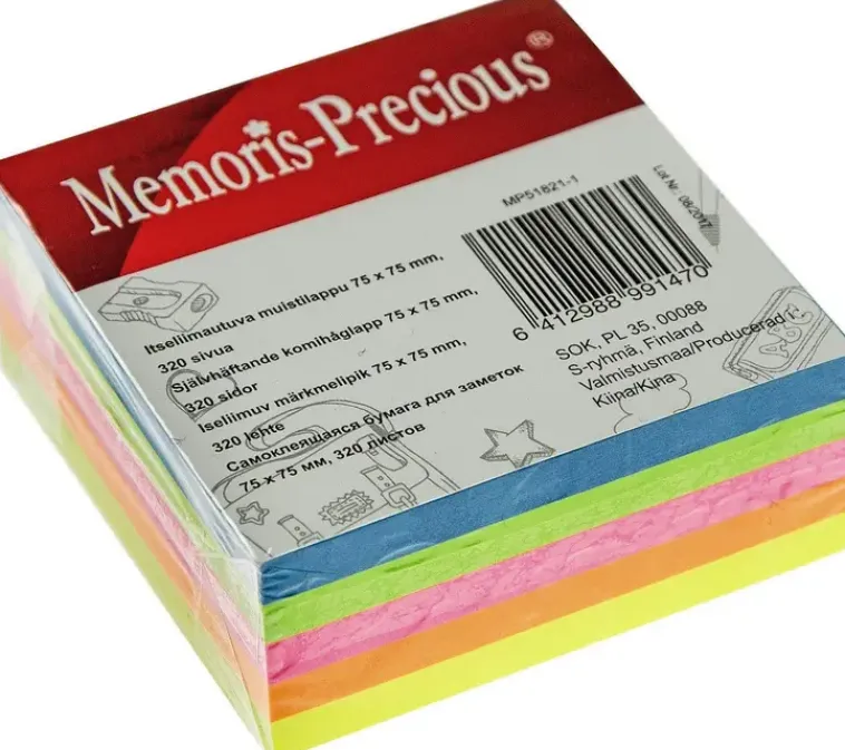 Memoris Precious Toimistotarvikkeet>Muistilappu Neon 75X75Mm 320Kpl