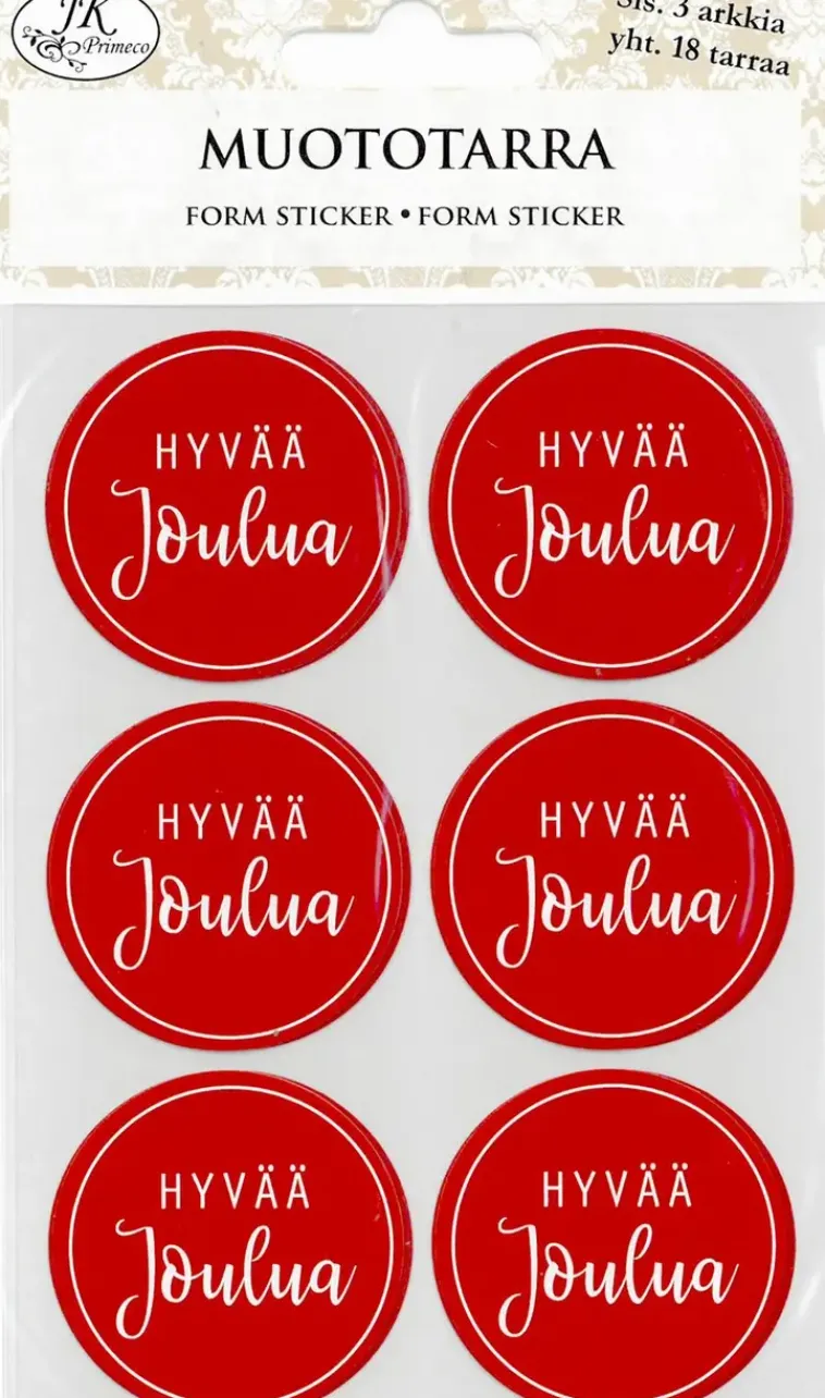 J.K. Primeco Askartelutarvikkeet>Muototarra Hyvaa Joulua Punainen 3Ark/Pkt