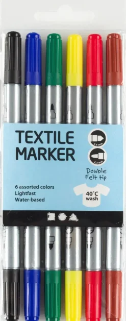 Nellen Askartelutarvikkeet<Tekstiilitussit Varilajitelma 6Kpl