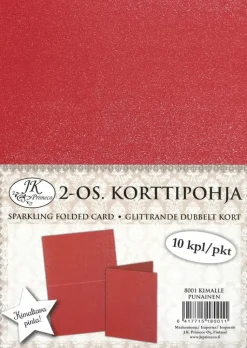 J.K. Primeco Askartelutarvikkeet<2-Os.Korttipohja Kimalle Punainen 10Kpl