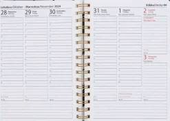 NNX Kalenterit></noscript>Poytakalenteri A5 Kierresidottu, Musta-Valkoinen