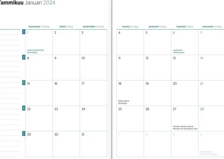 Ajasto Kalenterit>Poytakalenteri Color A5, Vihrea