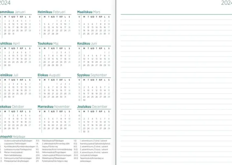 Ajasto Kalenterit>Poytakalenteri Color A5, Vihrea