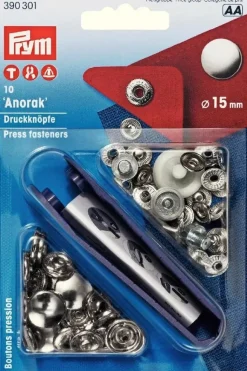 Prym Käsityötarvikkeet>Painonappi 15Mm 10Kpl Hopeanvarinen