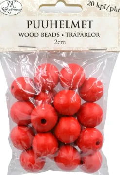 J.K. Primeco Askartelutarvikkeet>Puuhelmet Punainen 2Cm 20Kpl/Pkt