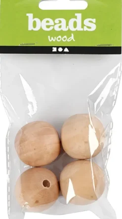 Ei merkkiä Askartelutarvikkeet<Puuhelmi 30Mm, Kasittelematon, 4Kpl