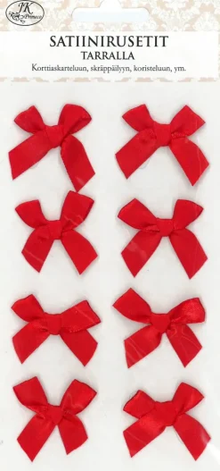 J.K. Primeco Askartelutarvikkeet>Satiinirusettitarra Punainen 8Kpl/Pkt