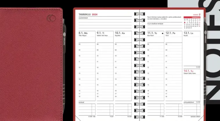 CC Kalenterit Kalenterit>Taskukalenteri Leader Punainen 2024