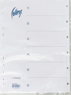 Ei merkkiä Paperitarvikkeet>Valilehti A4 1-6 Valkoinen